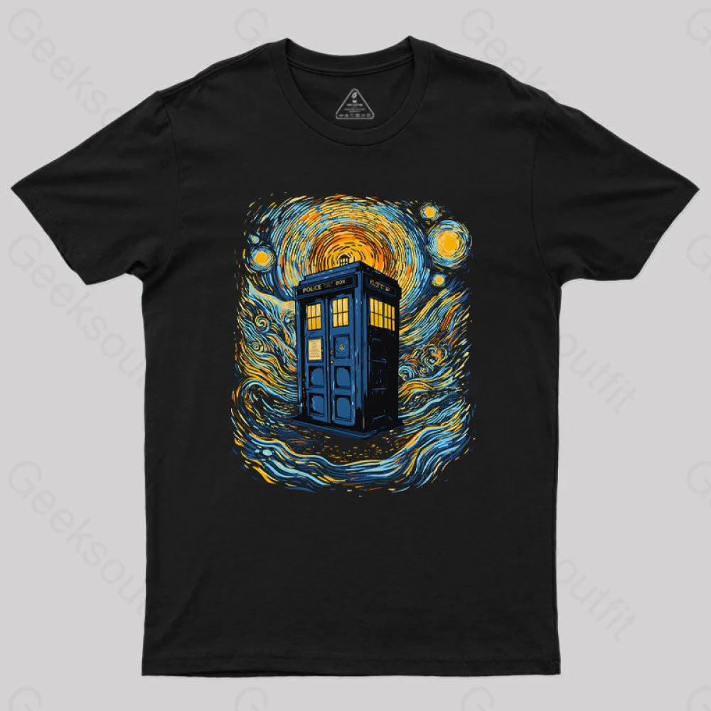 Starry Blue Box Nerd T-Shirt Black / S
