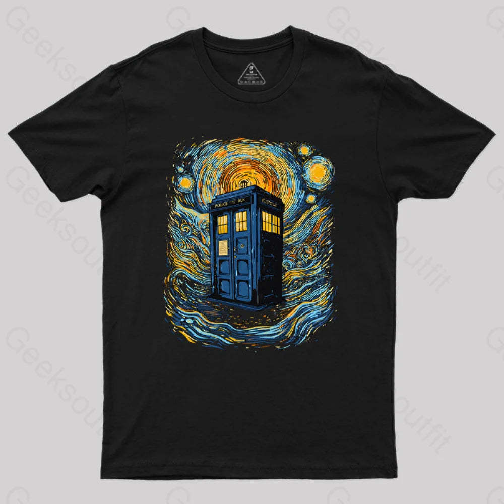 Starry Blue Box Nerd T-Shirt Black / S
