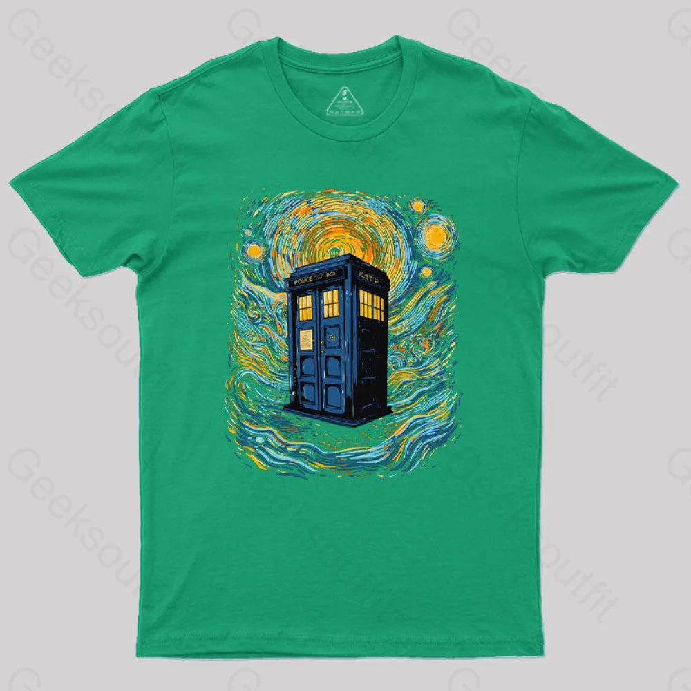 Starry Blue Box Nerd T-Shirt Green / S
