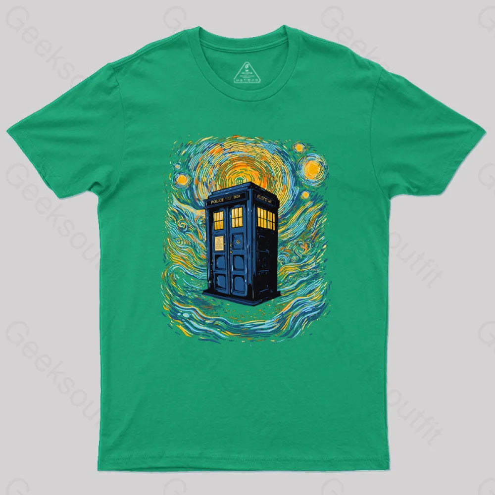 Starry Blue Box Nerd T-Shirt Green / S