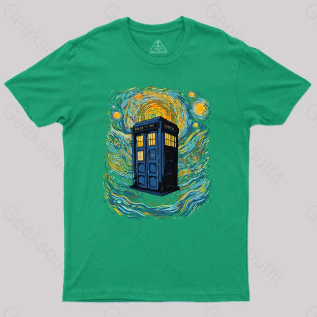 Starry Blue Box Nerd T-Shirt Green / S