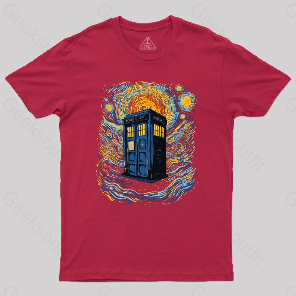 Starry Blue Box Nerd T-Shirt Red / S