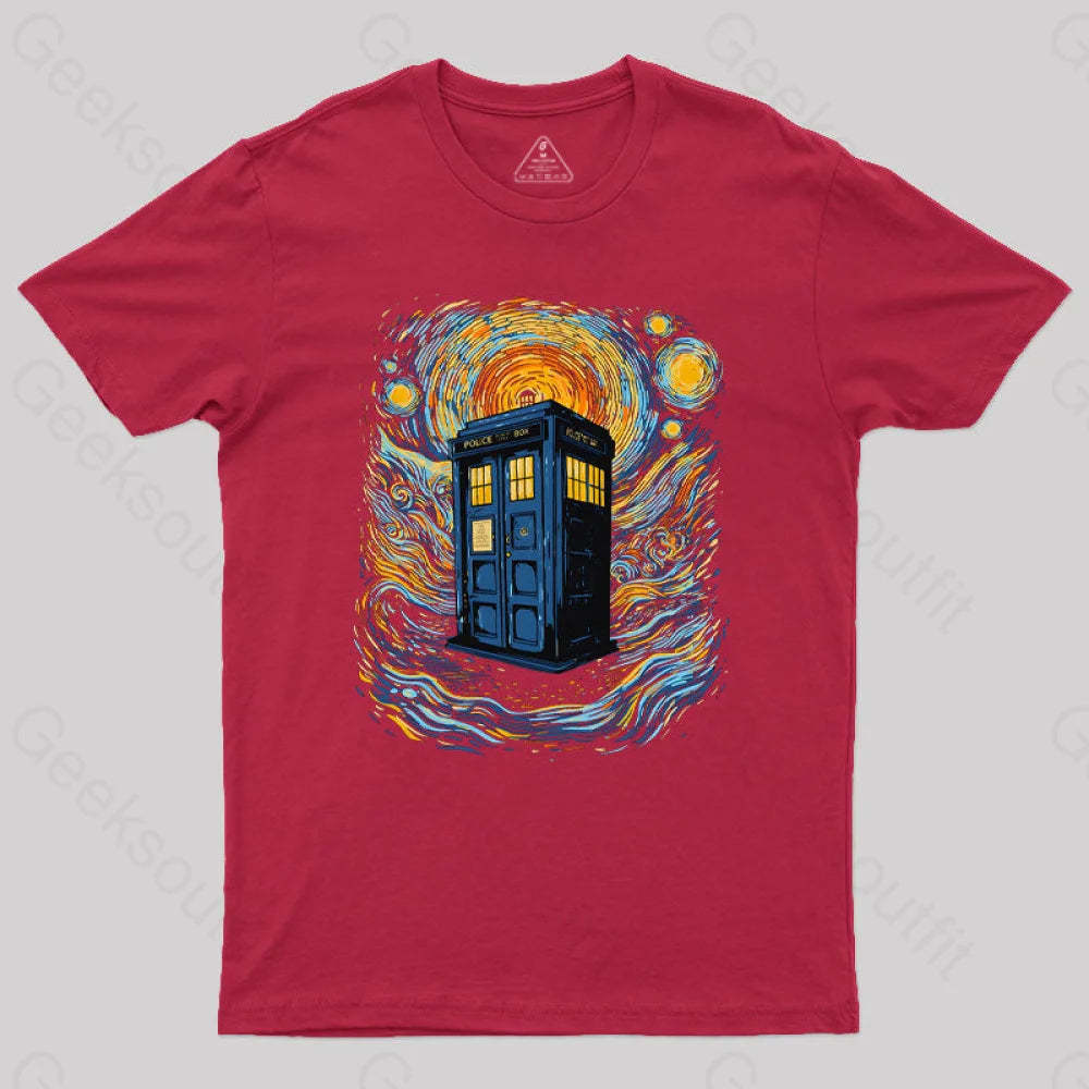 Starry Blue Box Nerd T-Shirt Red / S
