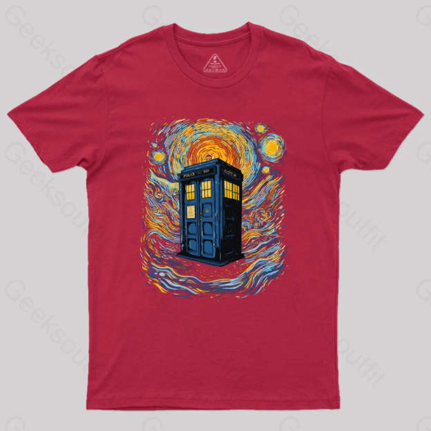 Starry Blue Box Nerd T-Shirt Red / S