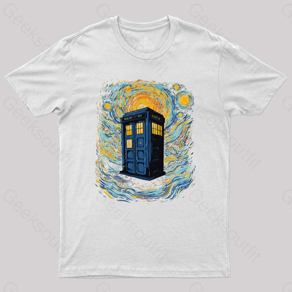 Starry Blue Box Nerd T-Shirt White / S