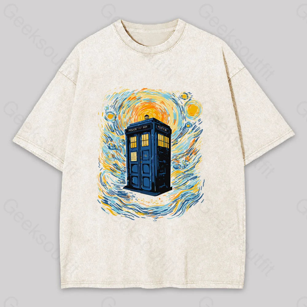 Starry Blue Box Washed T-Shirt Apricot / S