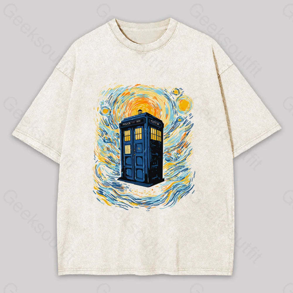 Starry Blue Box Washed T-Shirt Apricot / S