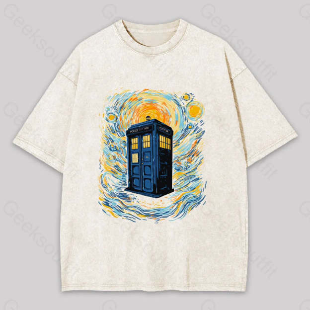 Starry Blue Box Washed T-Shirt Apricot / S