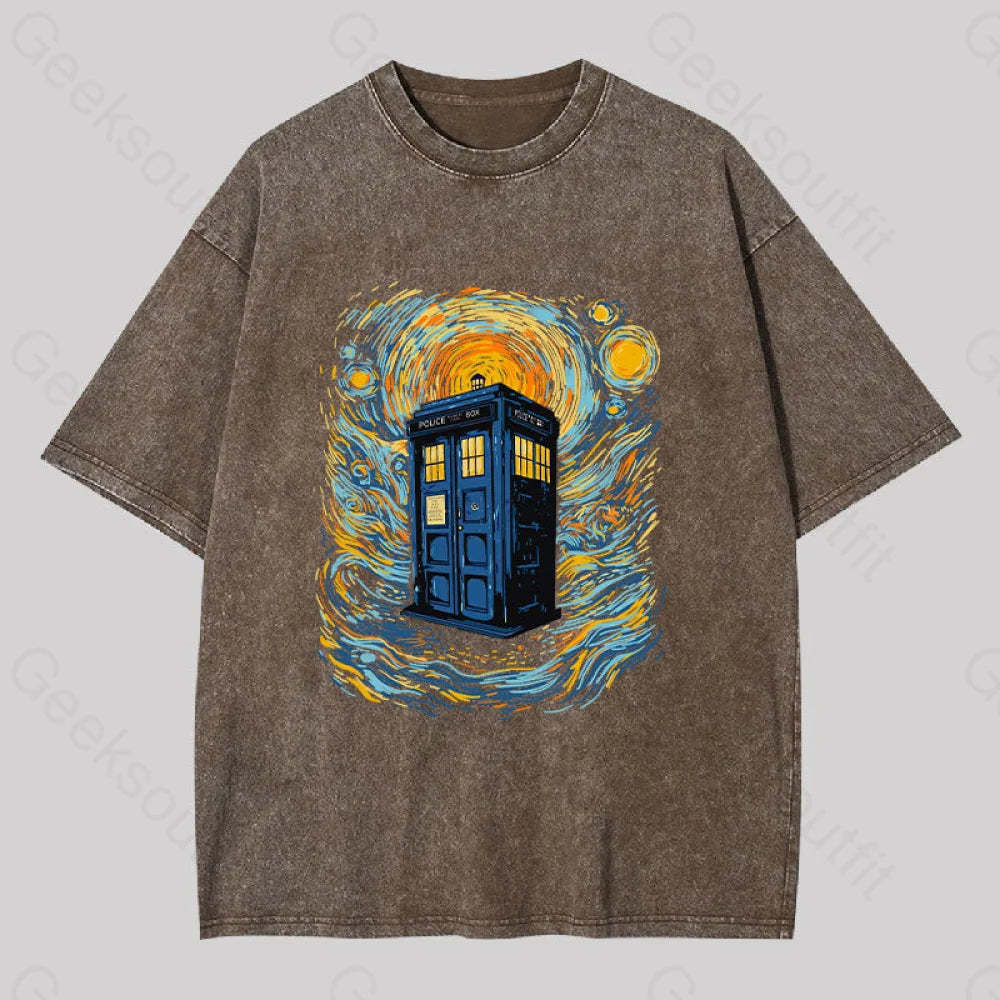 Starry Blue Box Washed T-Shirt Coffee / S