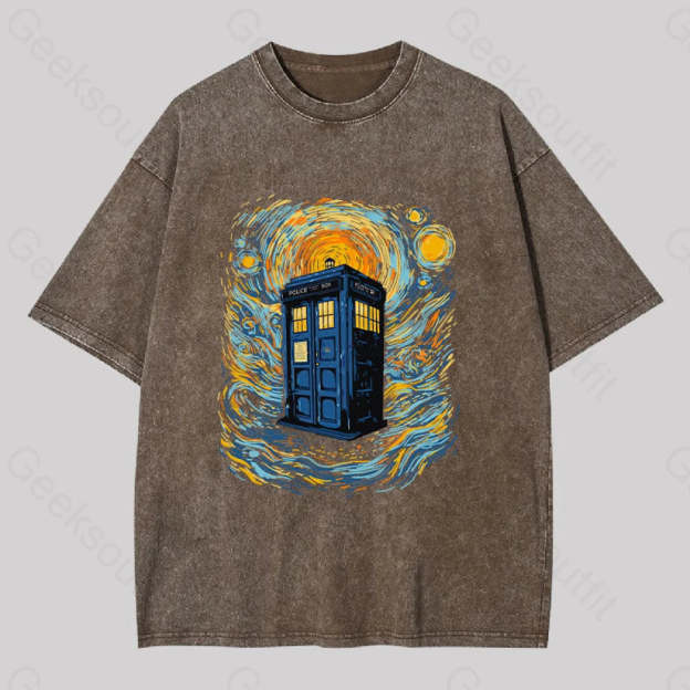 Starry Blue Box Washed T-Shirt Coffee / S