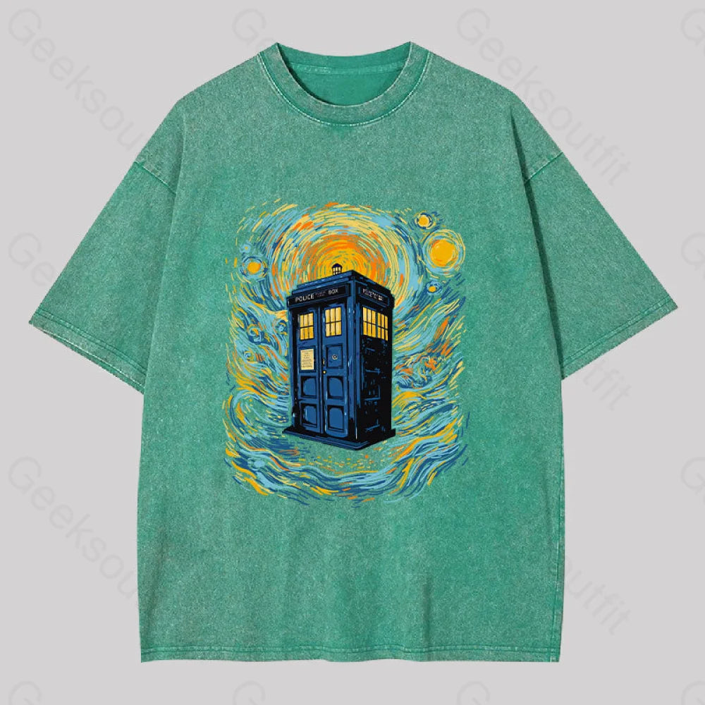 Starry Blue Box Washed T-Shirt Grass Green / S