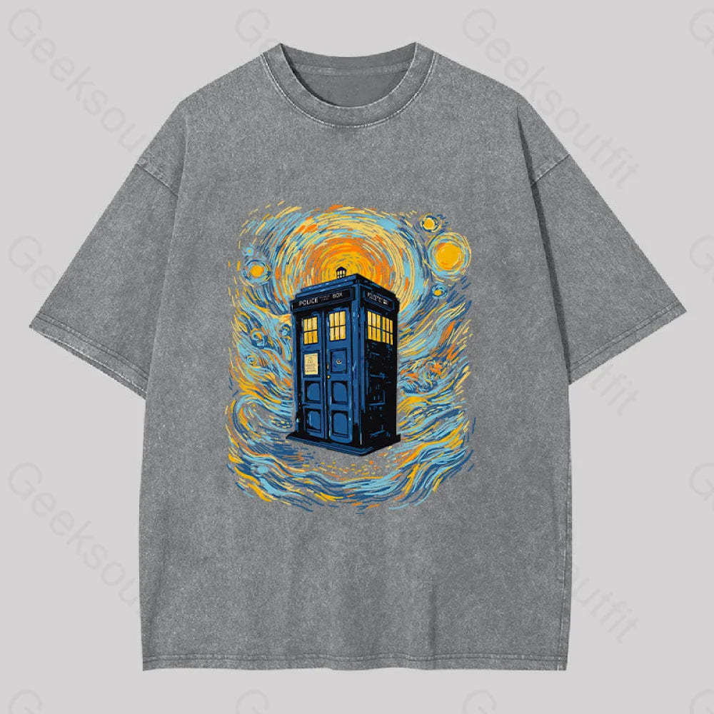 Starry Blue Box Washed T-Shirt Grey / S