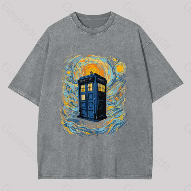 Starry Blue Box Washed T-Shirt Grey / S