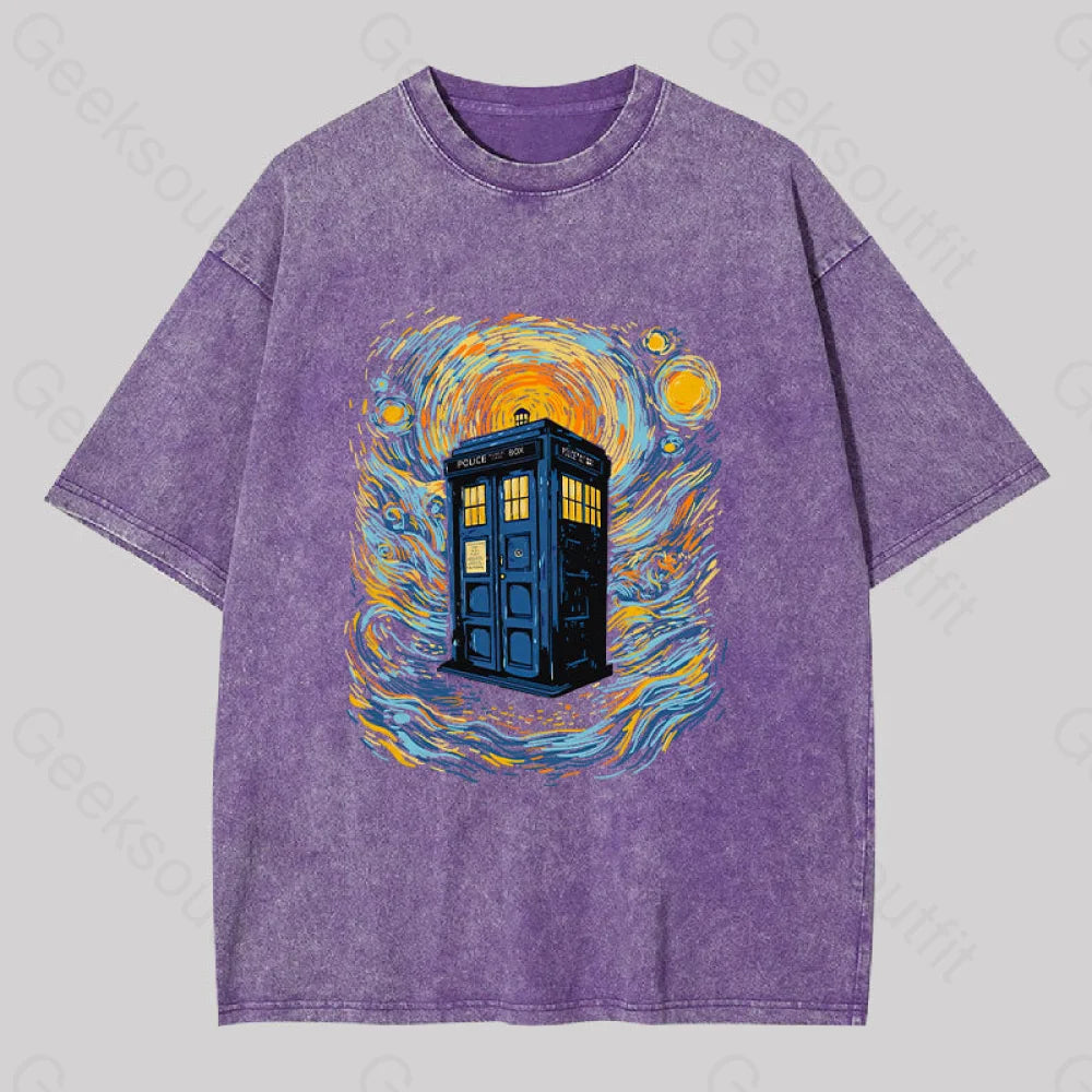 Starry Blue Box Washed T-Shirt Purple / S