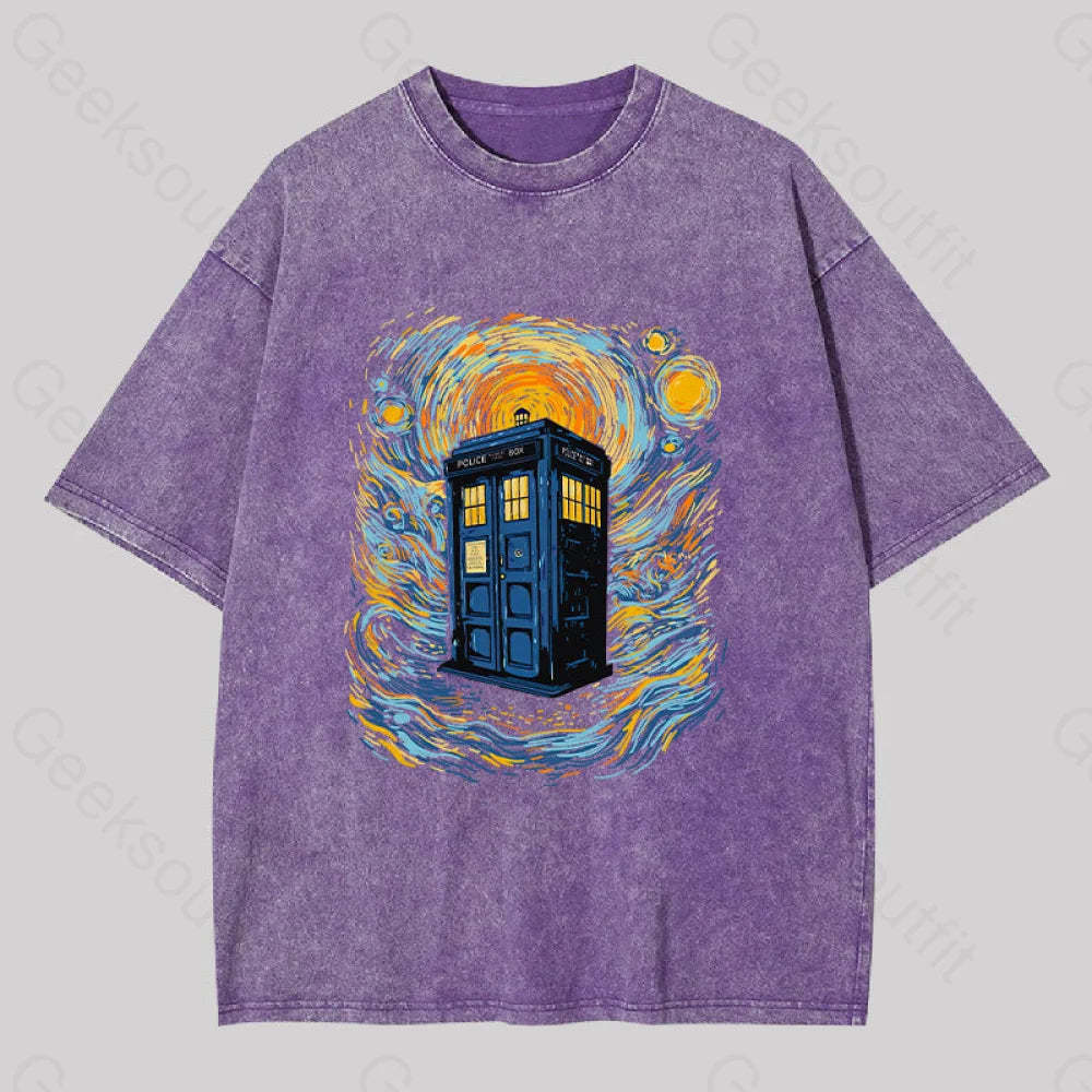 Starry Blue Box Washed T-Shirt Purple / S