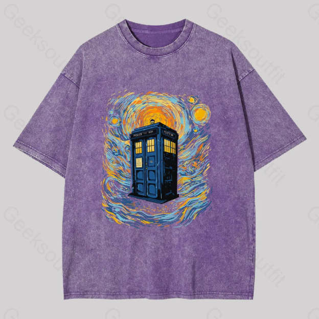 Starry Blue Box Washed T-Shirt Purple / S