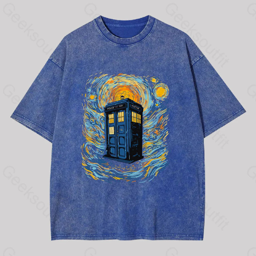 Starry Blue Box Washed T-Shirt / S
