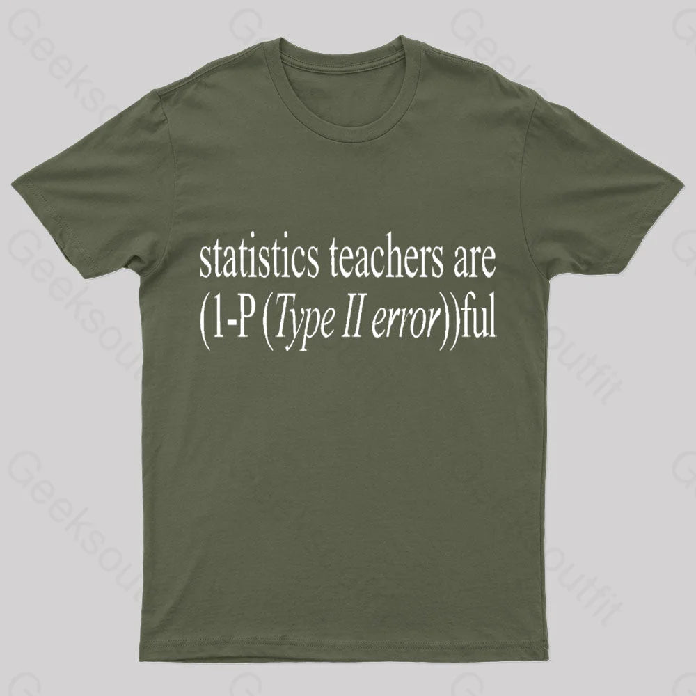 Statistics Teachers Are)1-P(Typeii Error))Ful Geek T-Shirt Army Green / S
