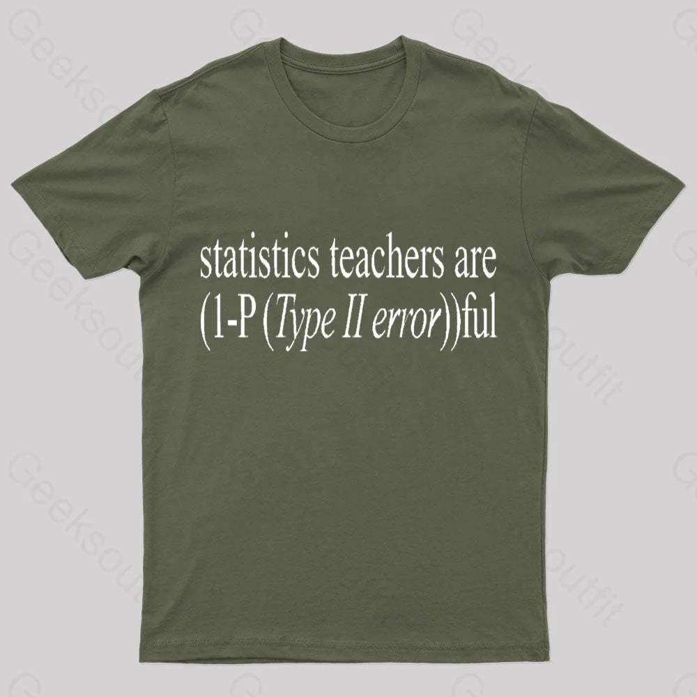 Statistics Teachers Are)1-P(Typeii Error))Ful Geek T-Shirt Army Green / S