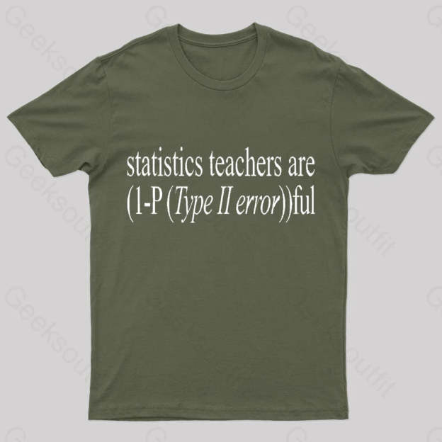 Statistics Teachers Are)1-P(Typeii Error))Ful Geek T-Shirt Army Green / S