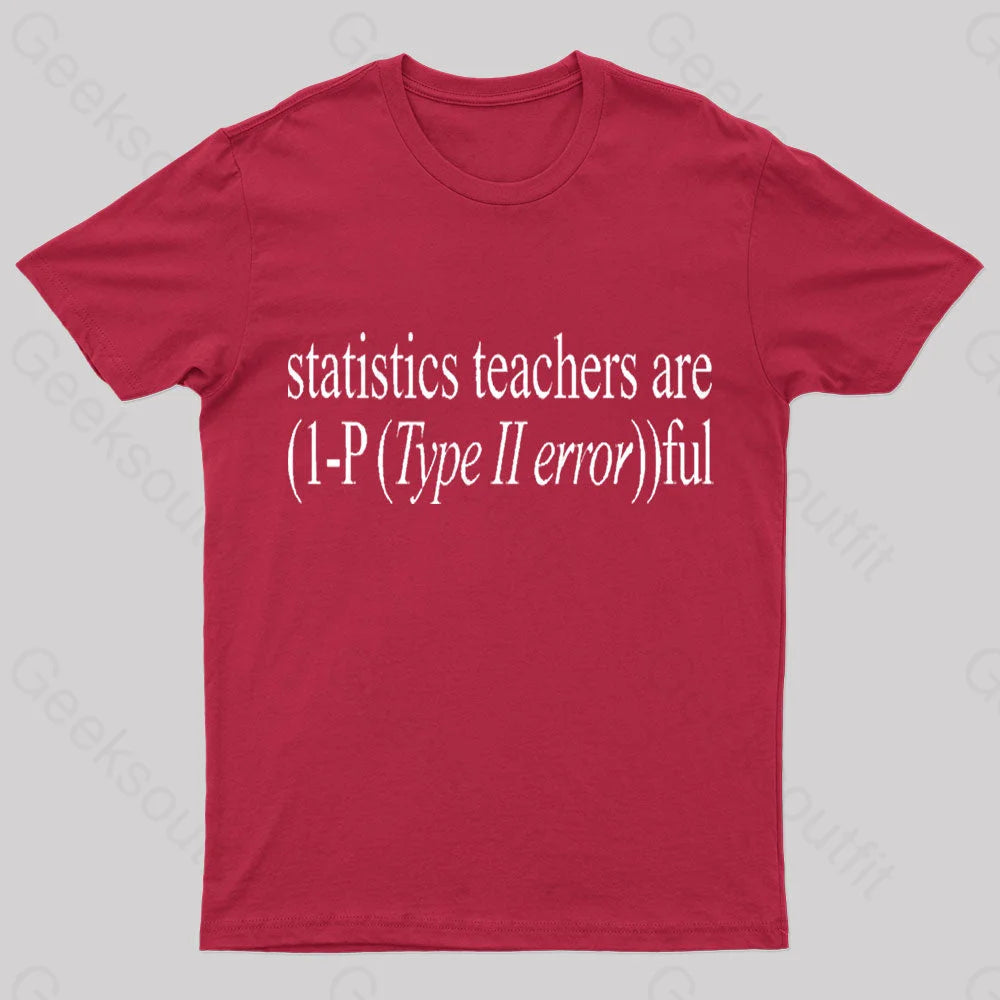 Statistics Teachers Are)1-P(Typeii Error))Ful Geek T-Shirt Red / S
