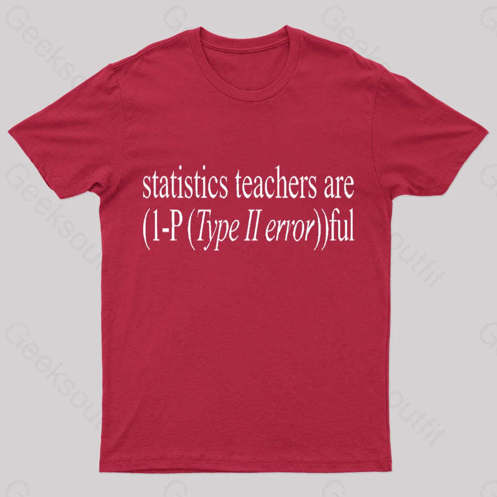 Statistics Teachers Are)1-P(Typeii Error))Ful Geek T-Shirt Red / S