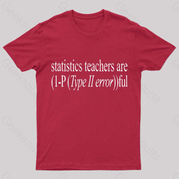 Statistics Teachers Are)1-P(Typeii Error))Ful Geek T-Shirt Red / S