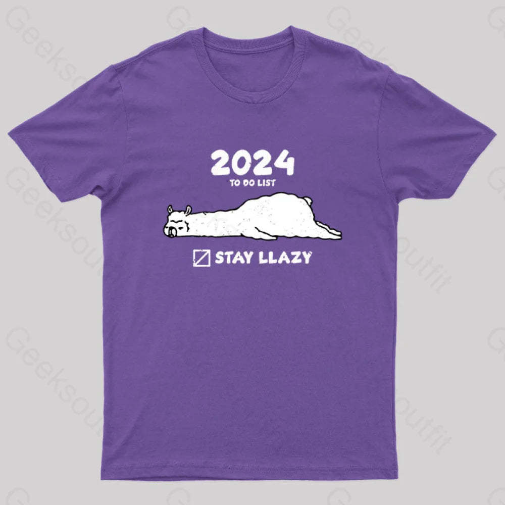 Stay Lazy Nerd T-Shirt Purple / S