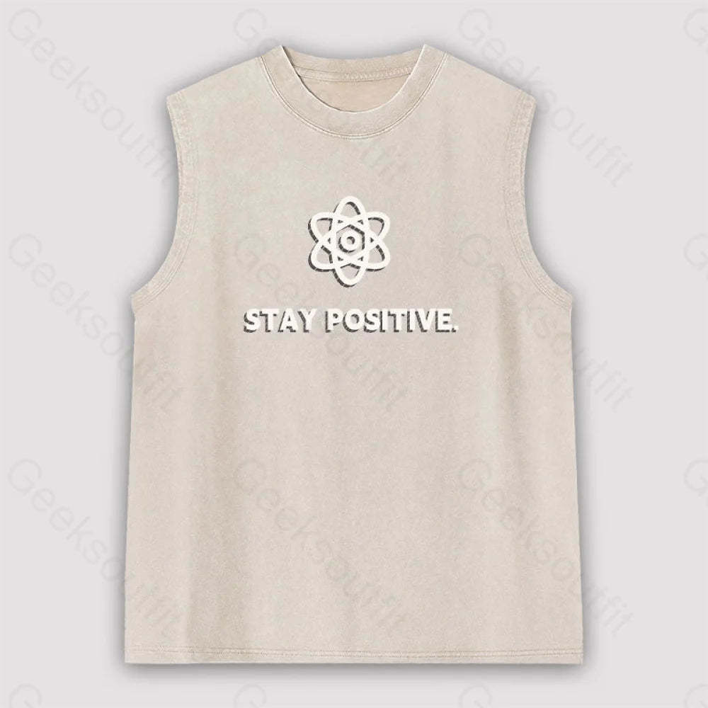 Stay Positive Motivational Proton Unisex Washed Tank Apricot / S