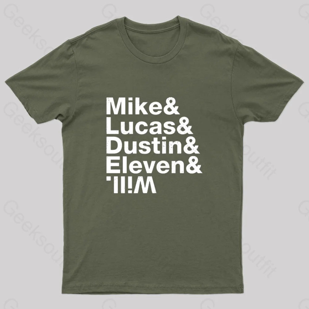 Stranger Kids Geek T-Shirt Army Green / S