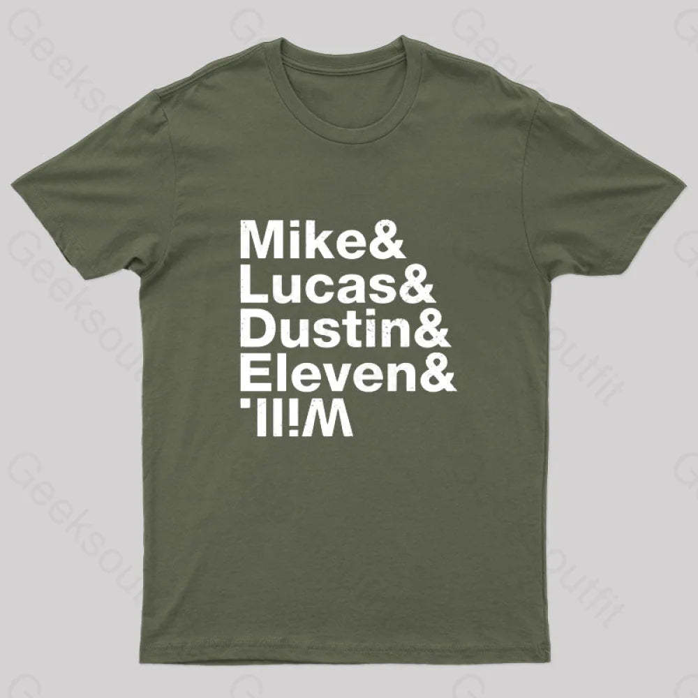 Stranger Kids Geek T-Shirt Army Green / S