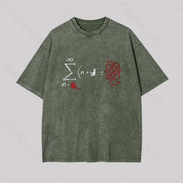 String Theory Geek Washed T-Shirt Armygreen / S