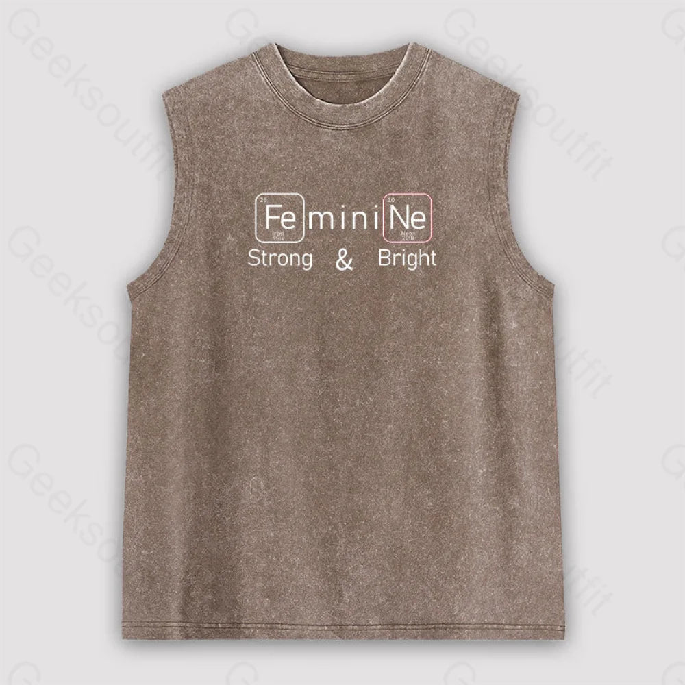 Strong And Bright Unisex Washed Tank Brown / S