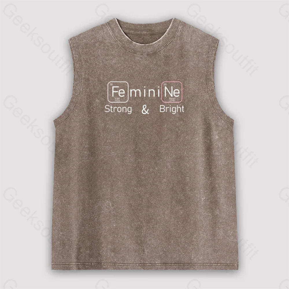 Strong And Bright Unisex Washed Tank Brown / S