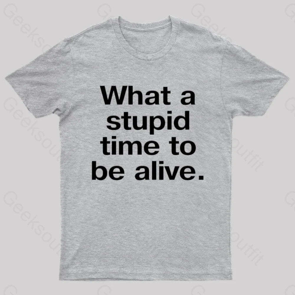 Stupid Time To Be Alive Geek T-Shirt Grey / S