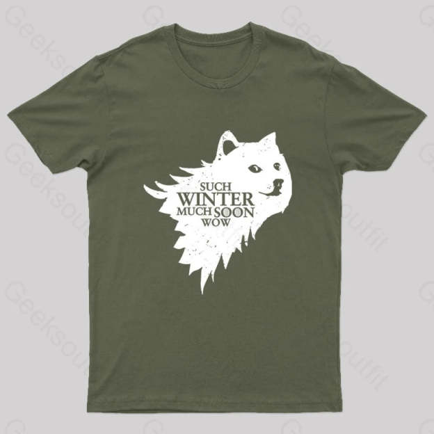 Such Winter Much Soon Wow T-Shirt Army Green / S