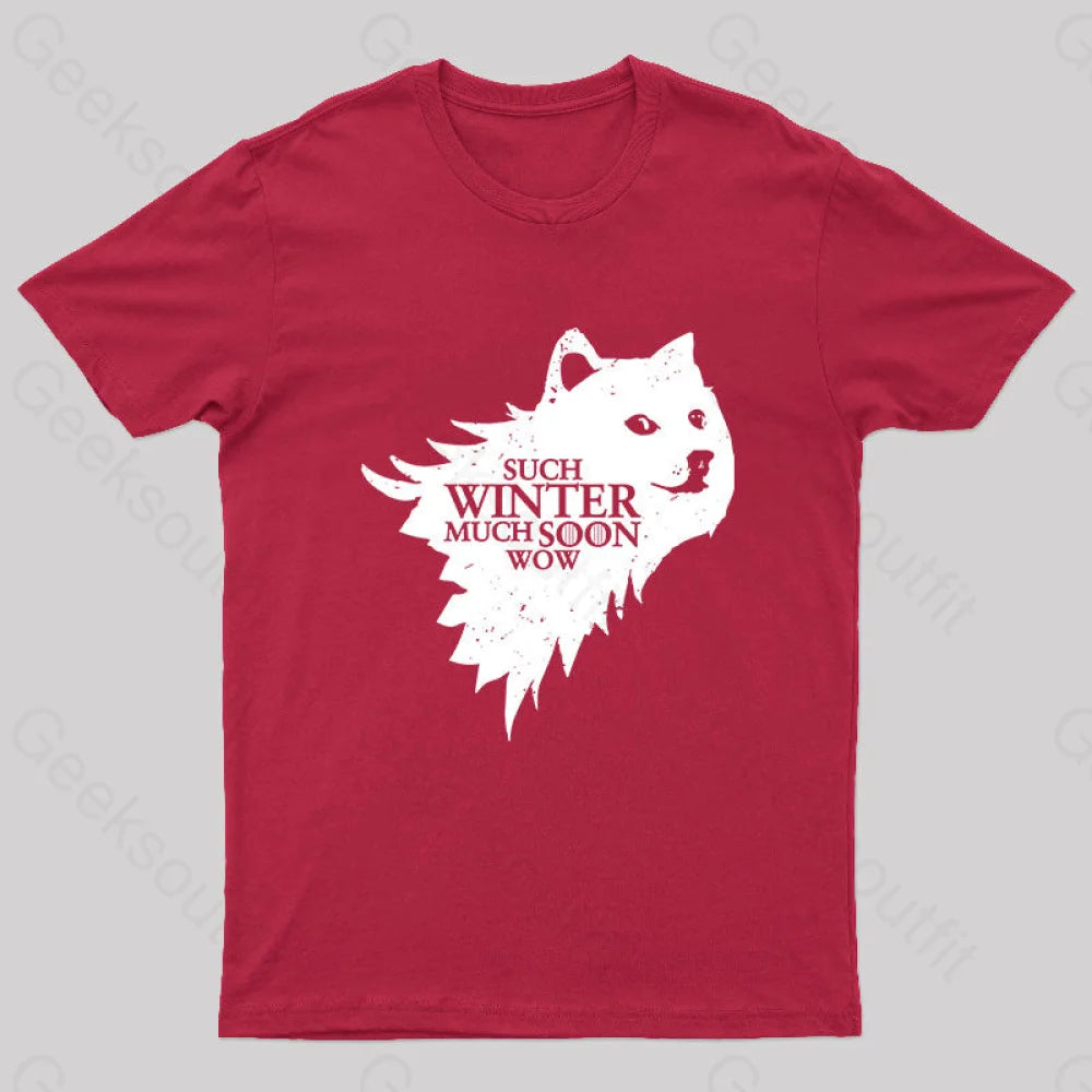 Such Winter Much Soon Wow T-Shirt Red / S