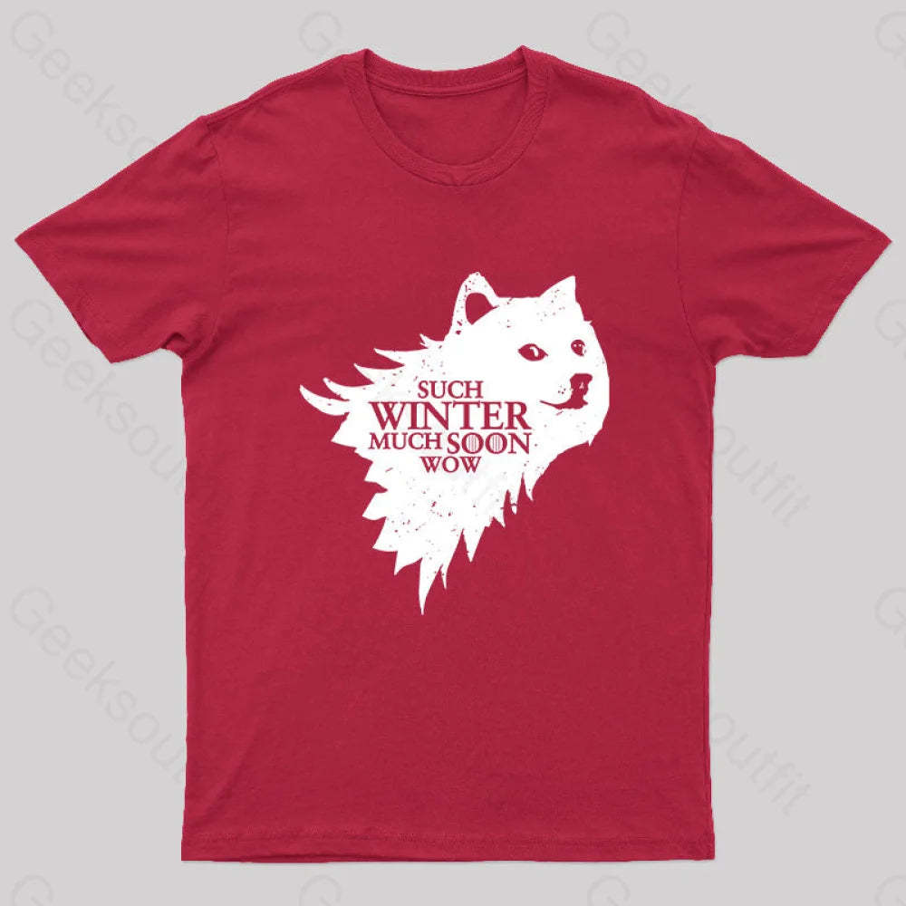 Such Winter Much Soon Wow T-Shirt Red / S