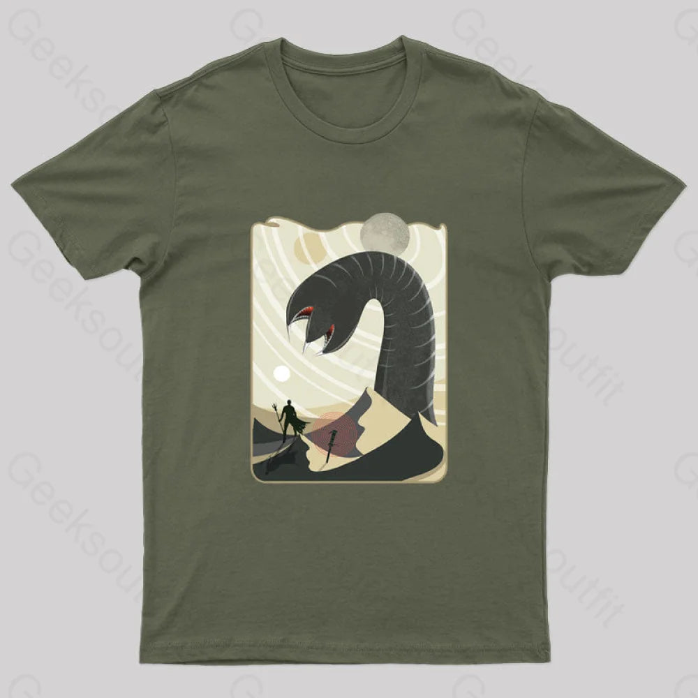 Summoning The Worm Geek T-Shirt Army Green / S
