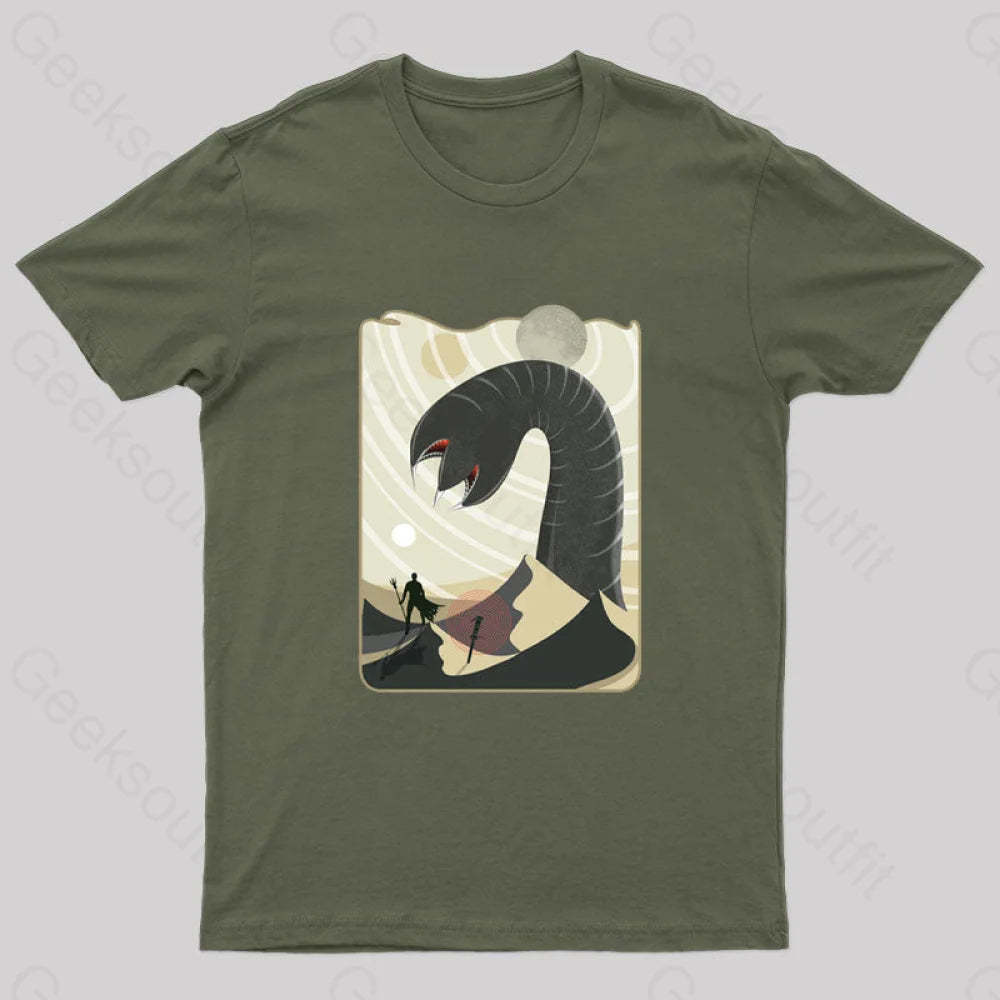 Summoning The Worm Geek T-Shirt Army Green / S