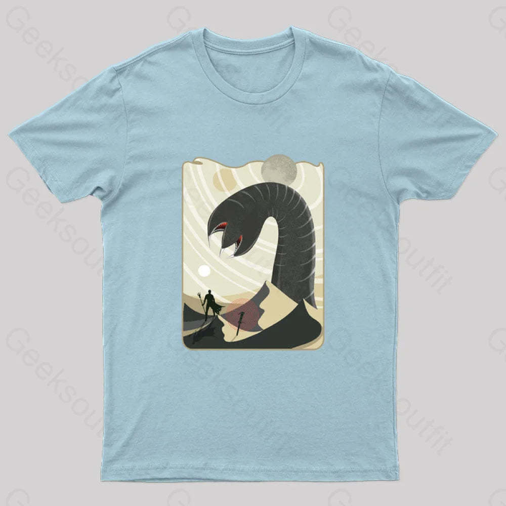 Summoning The Worm Geek T-Shirt Light Blue / S