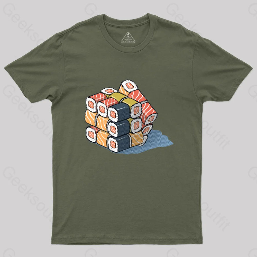 Sushi Cube Puzzle T-Shirt Army Green / S