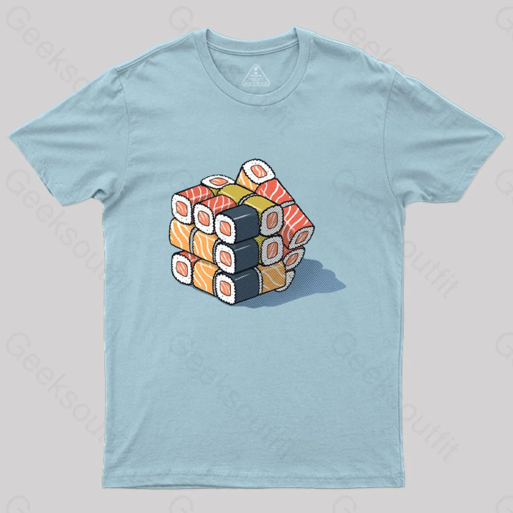 Sushi Cube Puzzle T-Shirt Light Blue / S