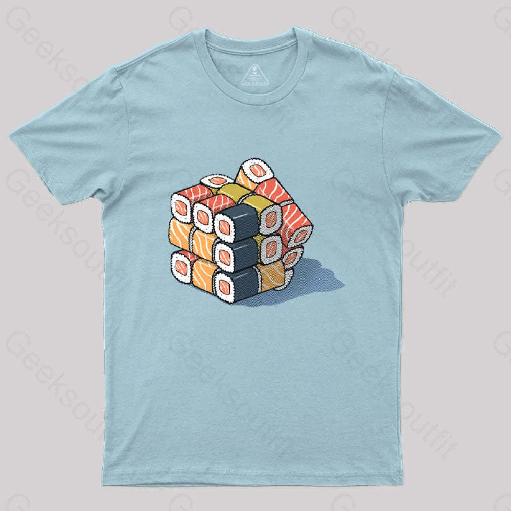 Sushi Cube Puzzle T-Shirt Light Blue / S