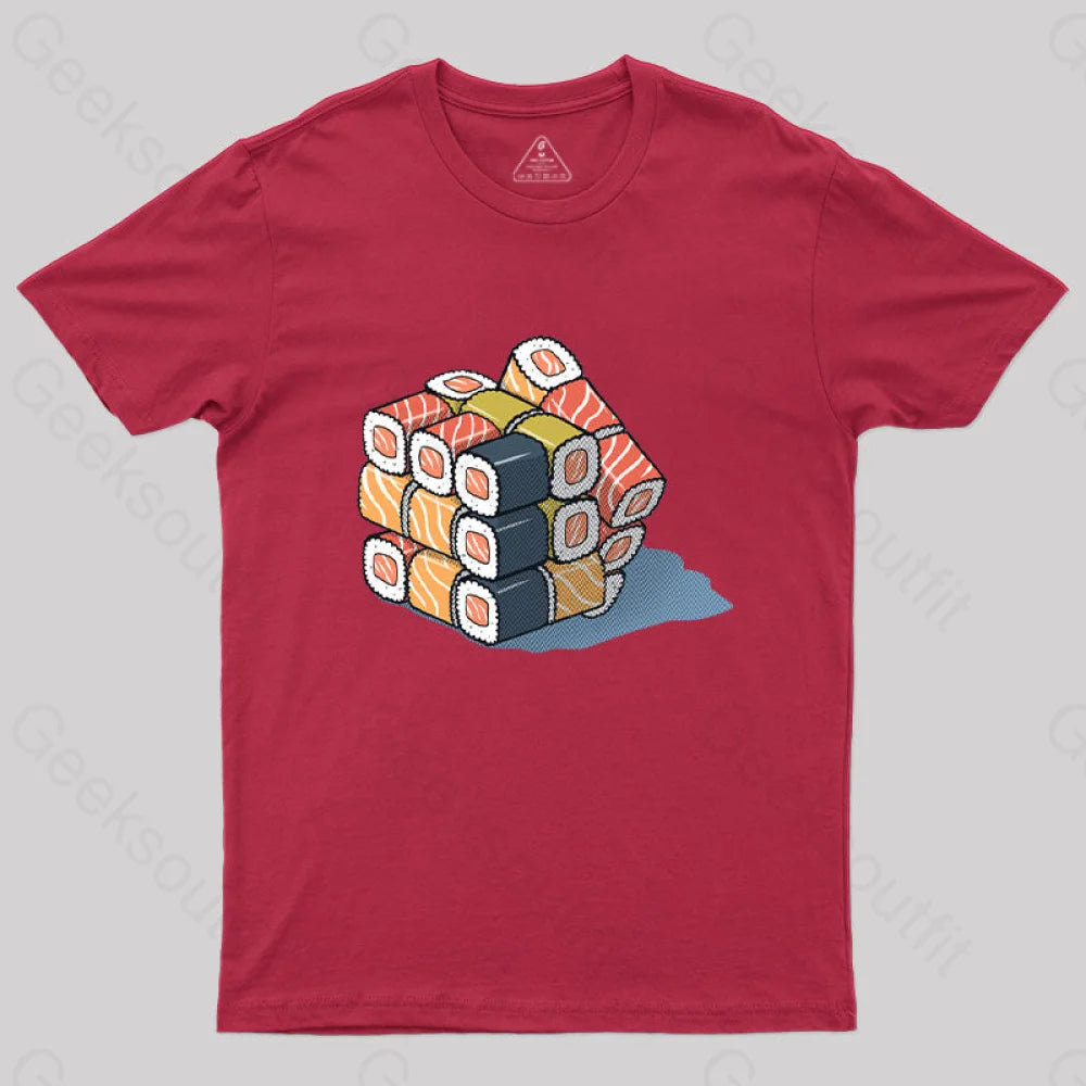 Sushi Cube Puzzle T-Shirt Red / S
