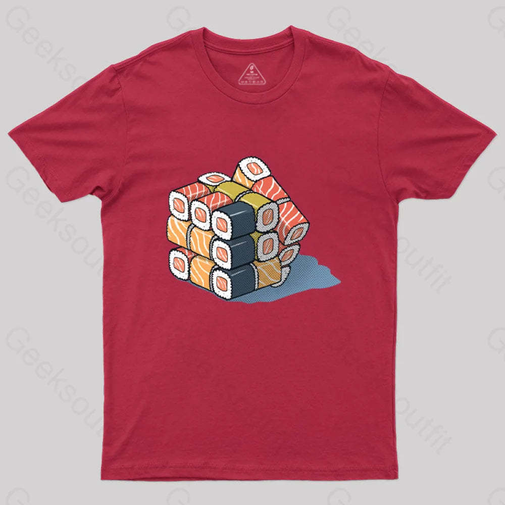 Sushi Cube Puzzle T-Shirt Red / S
