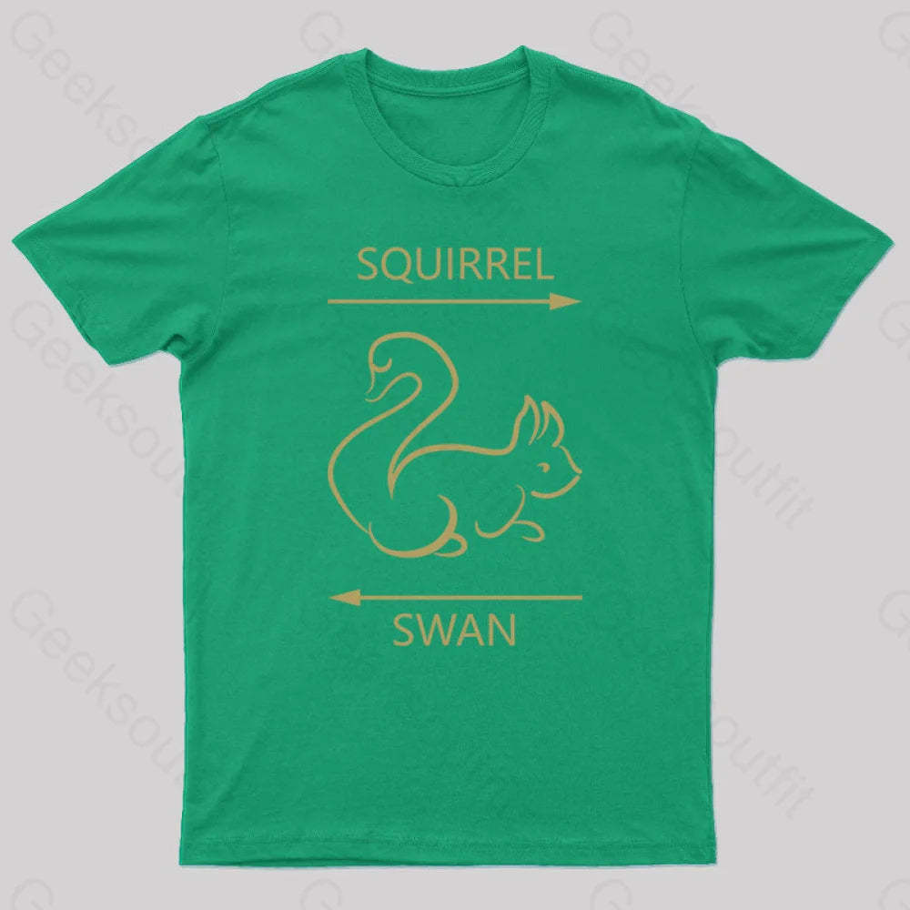 Swan Or Squirrel Geek T-Shirt Green / S