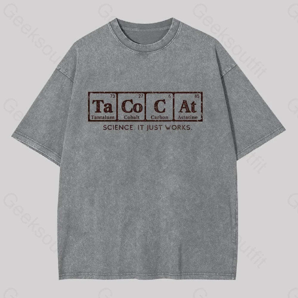 Tacocat Geek Washed T-Shirt Grey / S