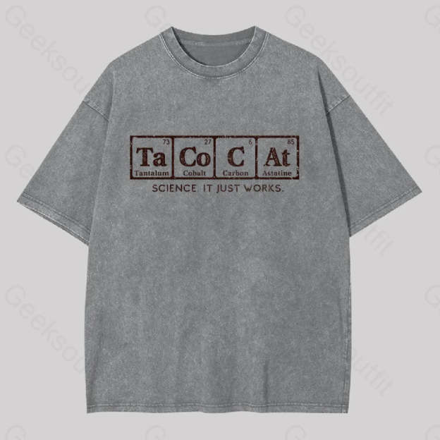 Tacocat Geek Washed T-Shirt Grey / S