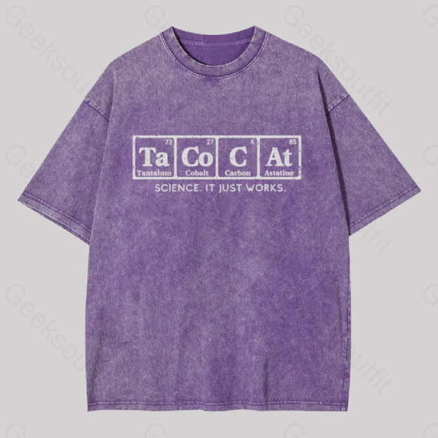 Tacocat Geek Washed T-Shirt Purple / S